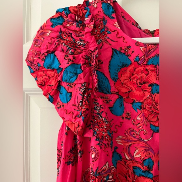 Free People Yara Printed Mini Dress Flowy lightweight boho Short flutter sleeves - Picture 5 of 10